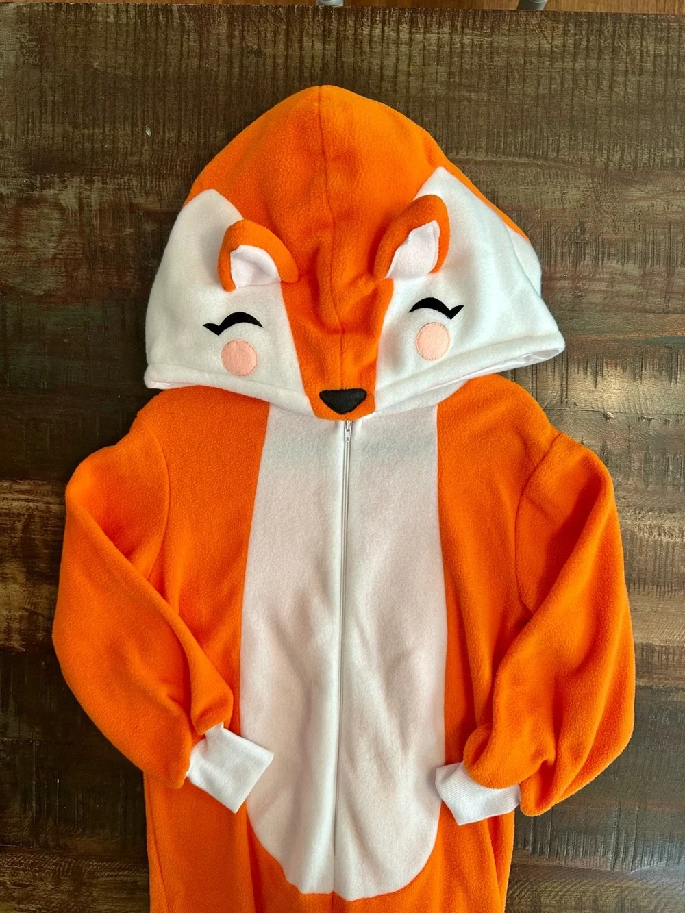 Kids Orange Fox Onesie Costume, XS (4-5)